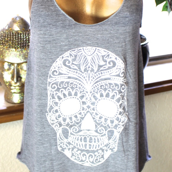 sugar skull tank top womens
